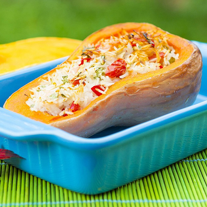Butternut farci au riz et légumes
