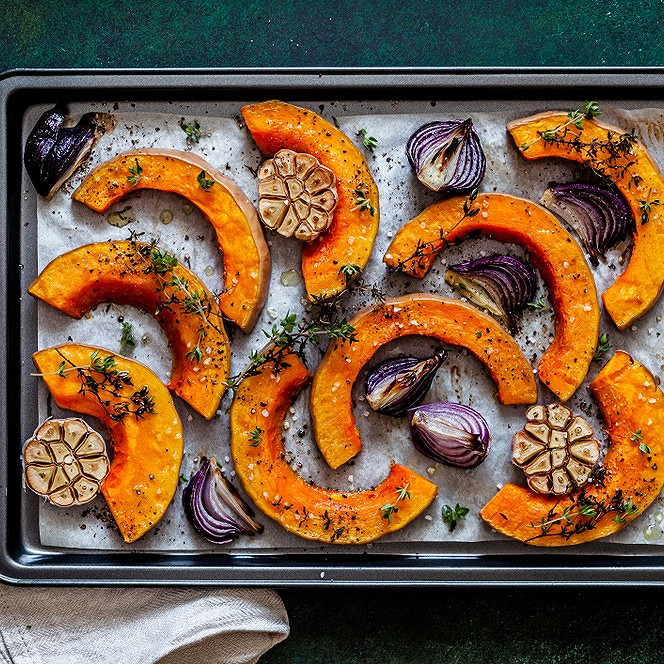 Butternut rôti au four avec ail confit